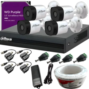 KIT DE 4  Cámaras de 2MP Por UTP DAHUA
